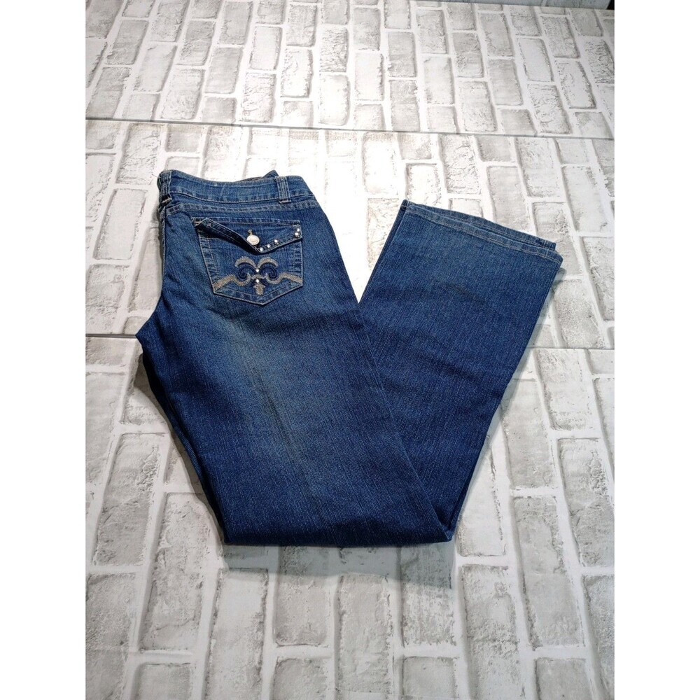 L2 Jeanswear Womens Blue Denim Embroidered Pocket Stretch Jeans Size 5 - Picture 3 of 14